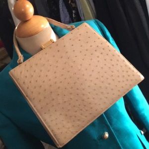 💥Vintages Ostrich Tan Handbag💥